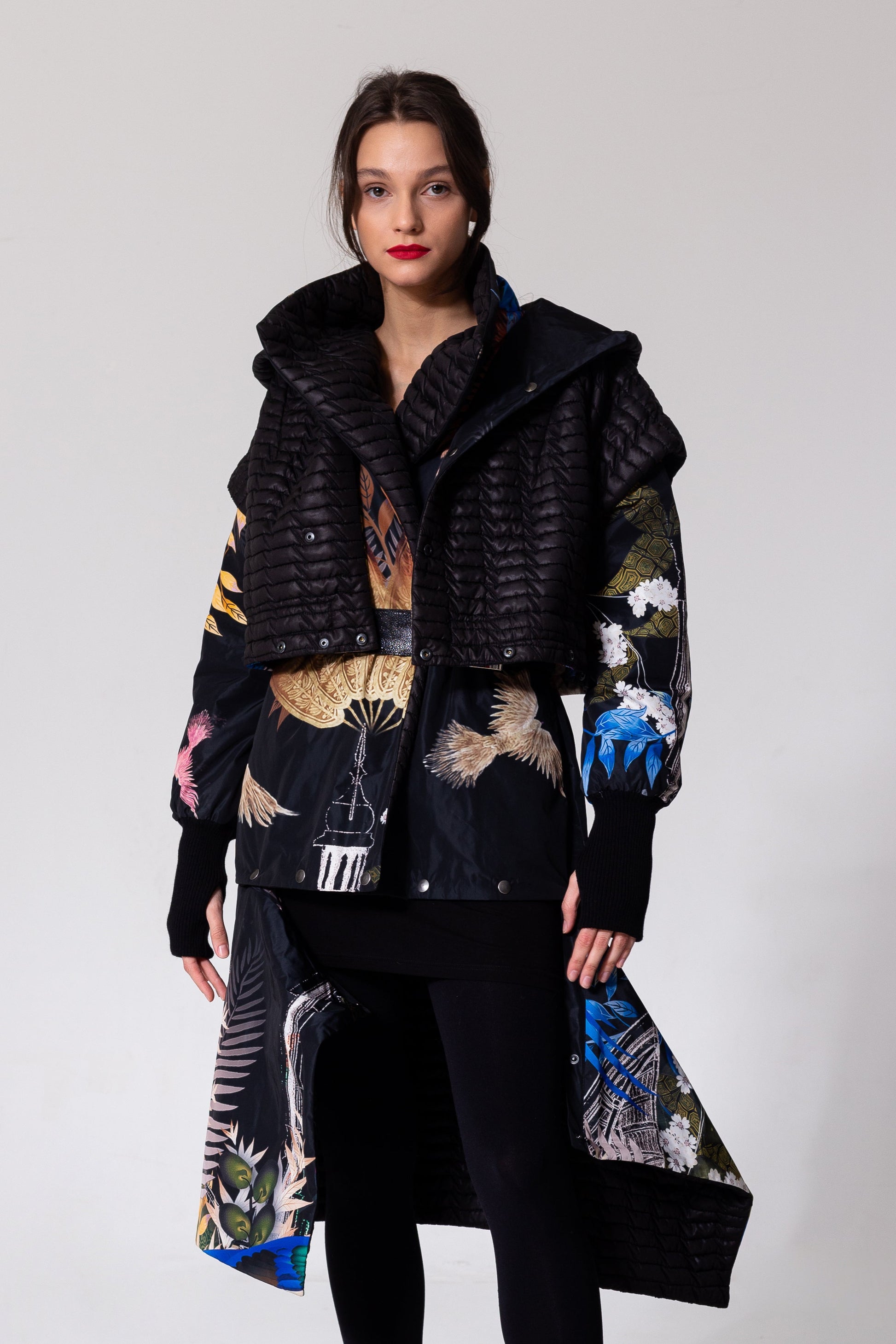 hooded vest plain black side artista budapest
