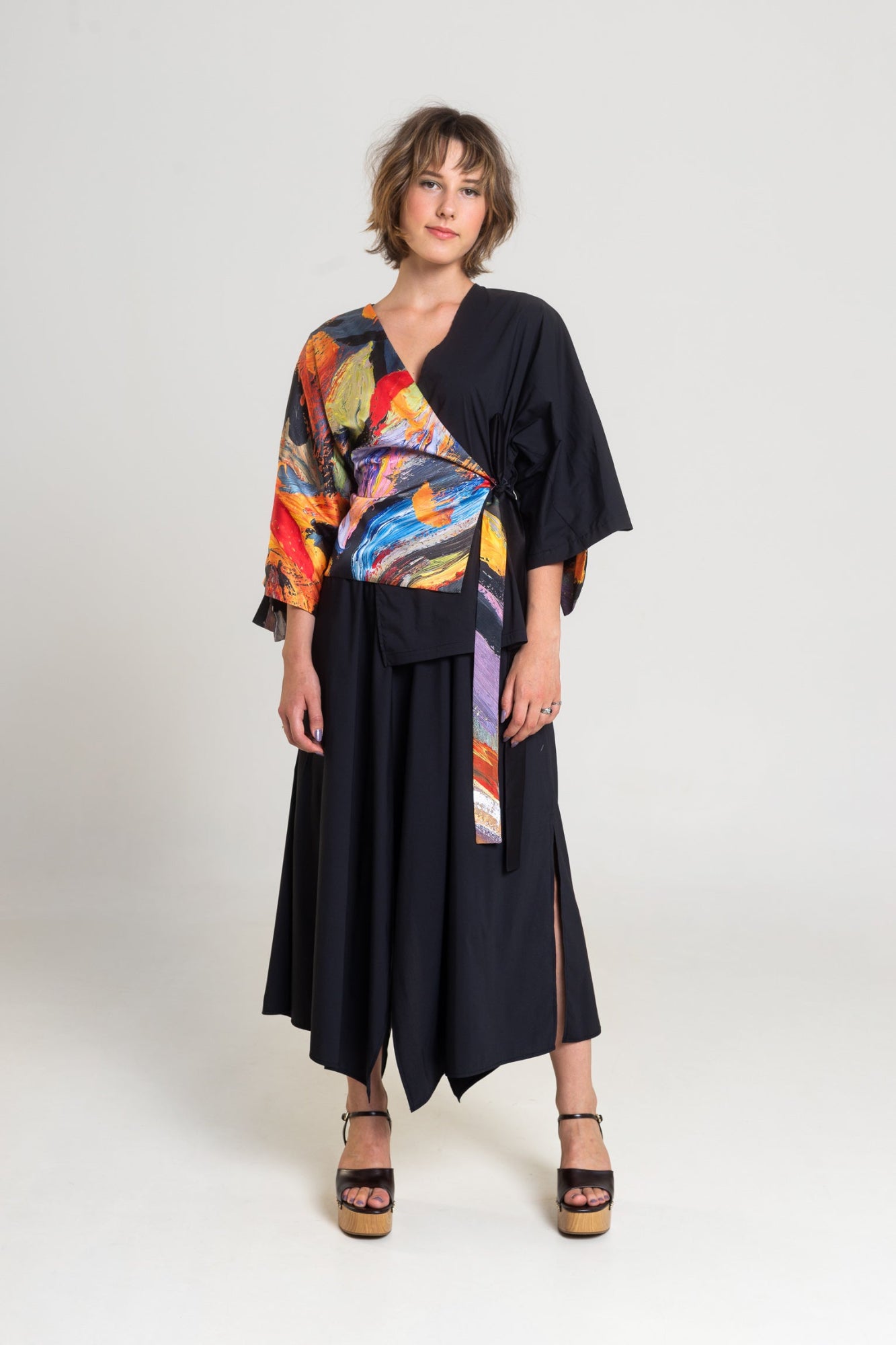 kimono blouse with overlapped design artista budapest