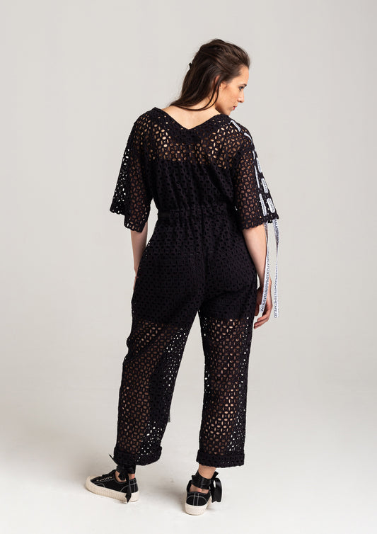 black jumpsuit with elasit waist artista budapest