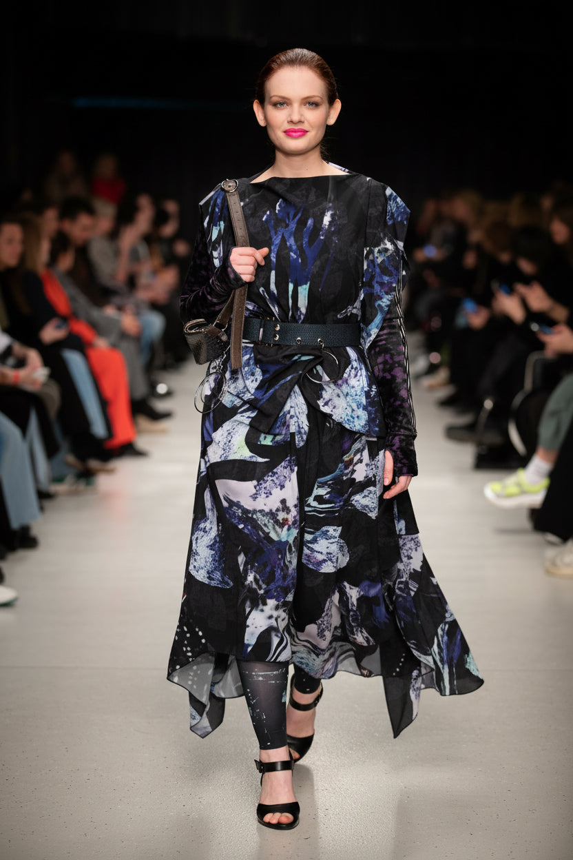 Dark Shell Asymmetric Maxi Dress