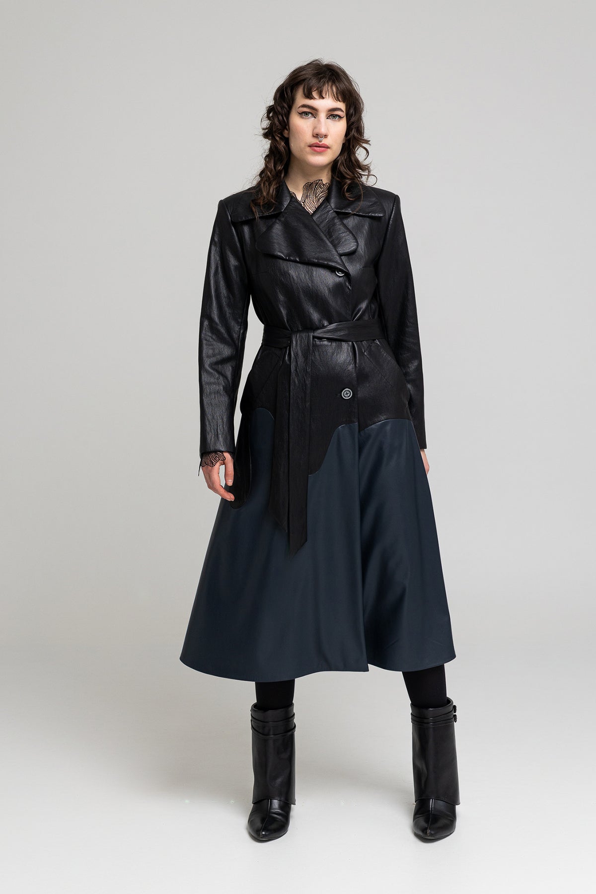 eco-leather maxi coat stand alone artista budapest