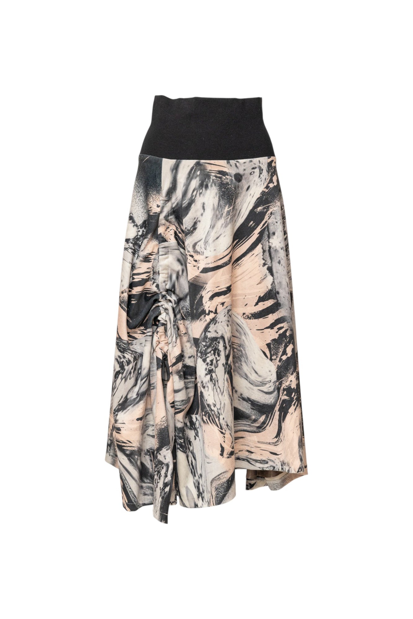 Angel Draped Asymmetric Midi Skirt