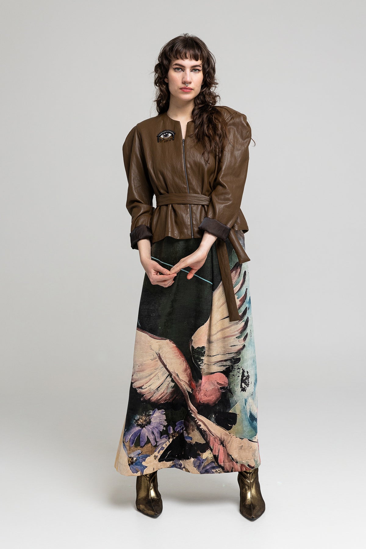 easy elastic maxi skirt with fold on front and back artista budapest