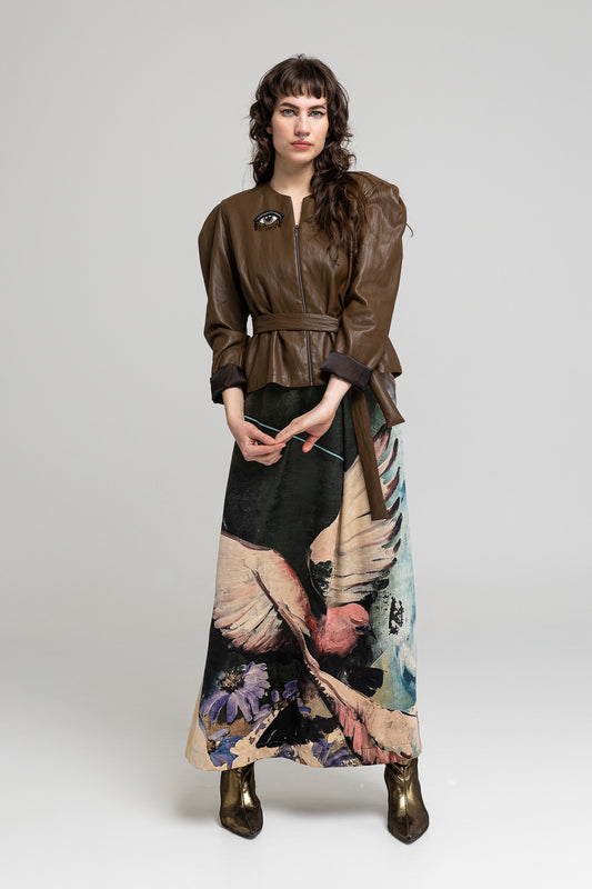 easy elastic maxi skirt with fold on front and back artista budapest