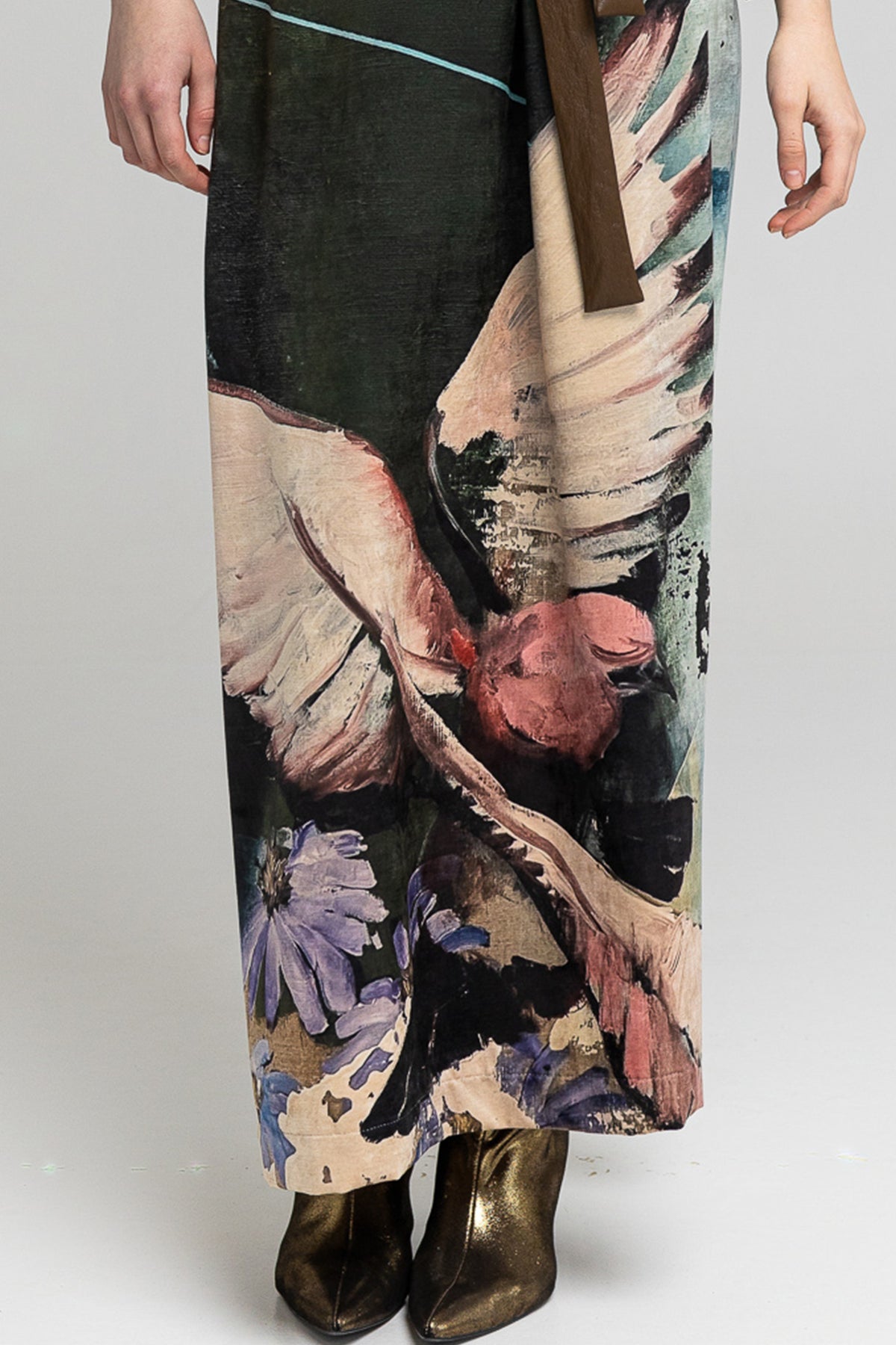 elastic maxi skirt iwht unique artful print artista budapest