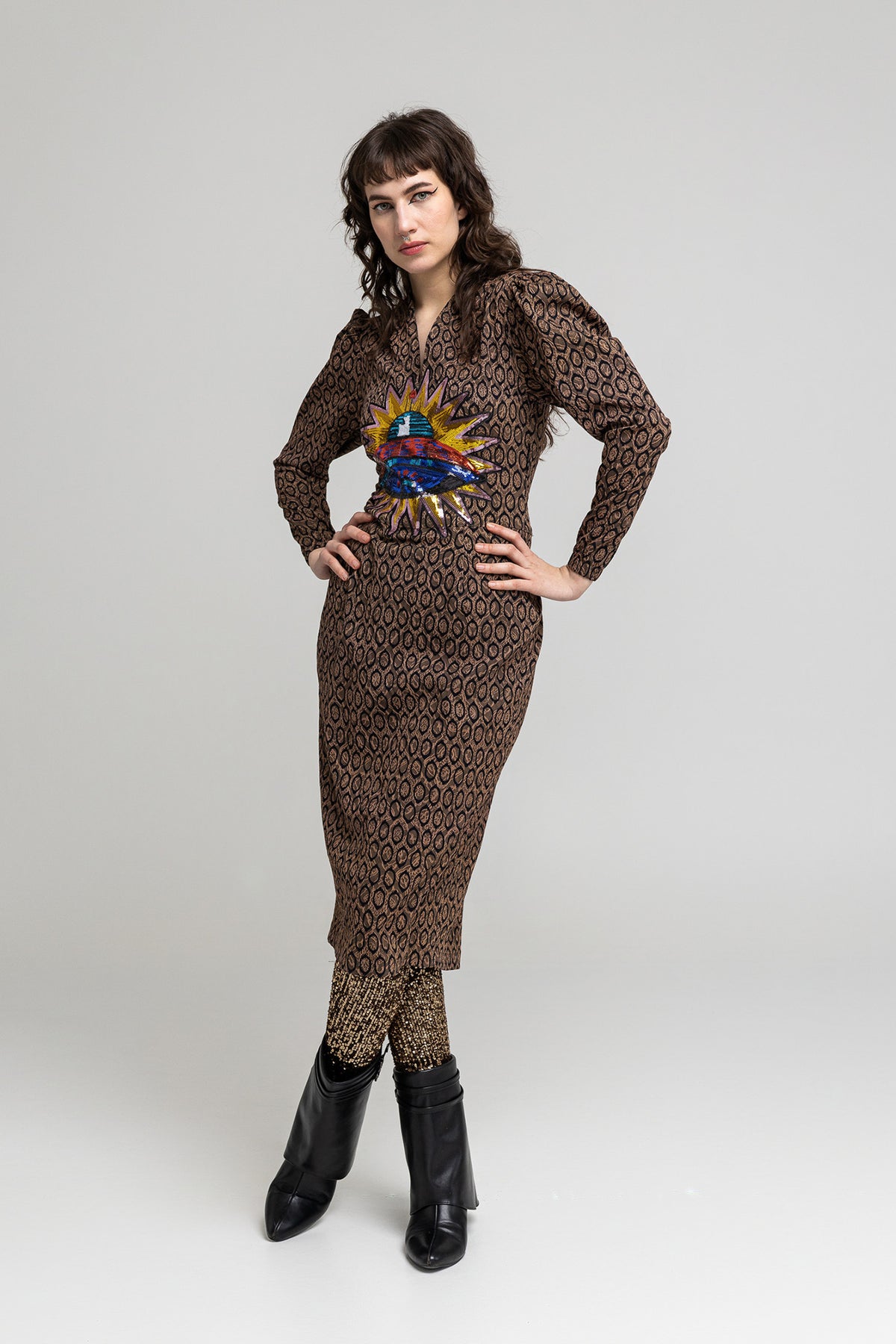 below-the-knee cut midi dress artista budapest