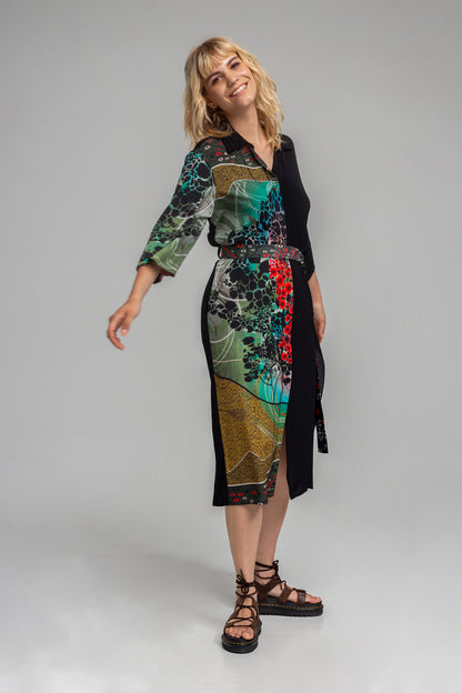 viscose blend shirt dress with button down closure artista budapest