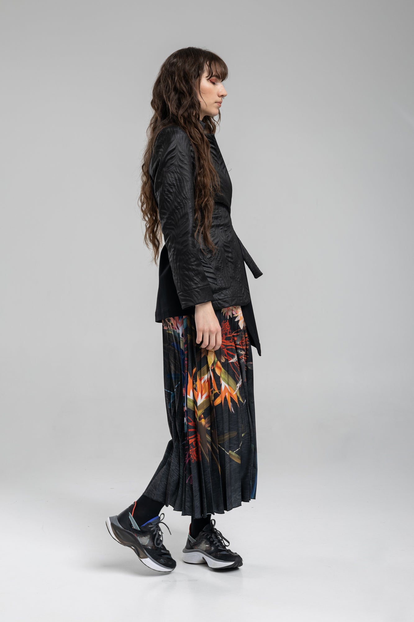 Pleated Maxi Skirt with elastic waistband