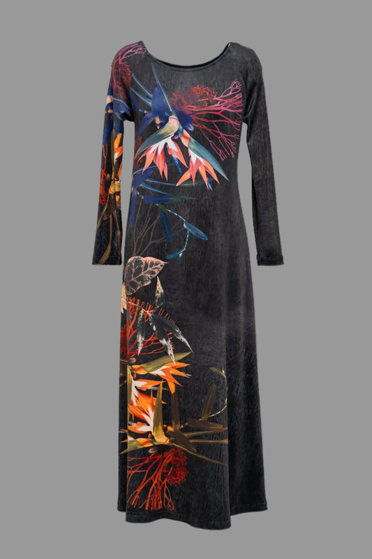 soft elastic velvet maxi dress