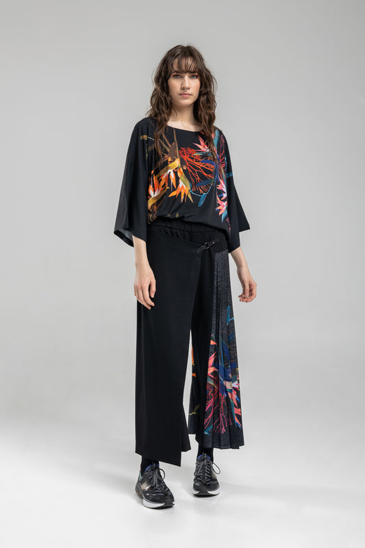 vibrant floral printed loose fitted blouse