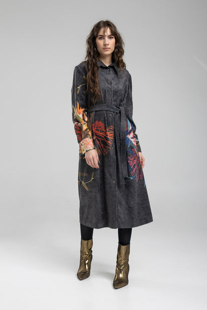 Corduroy Shirt Dress with button down closure