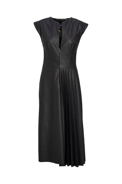 Premium elastic leatherette midi dress