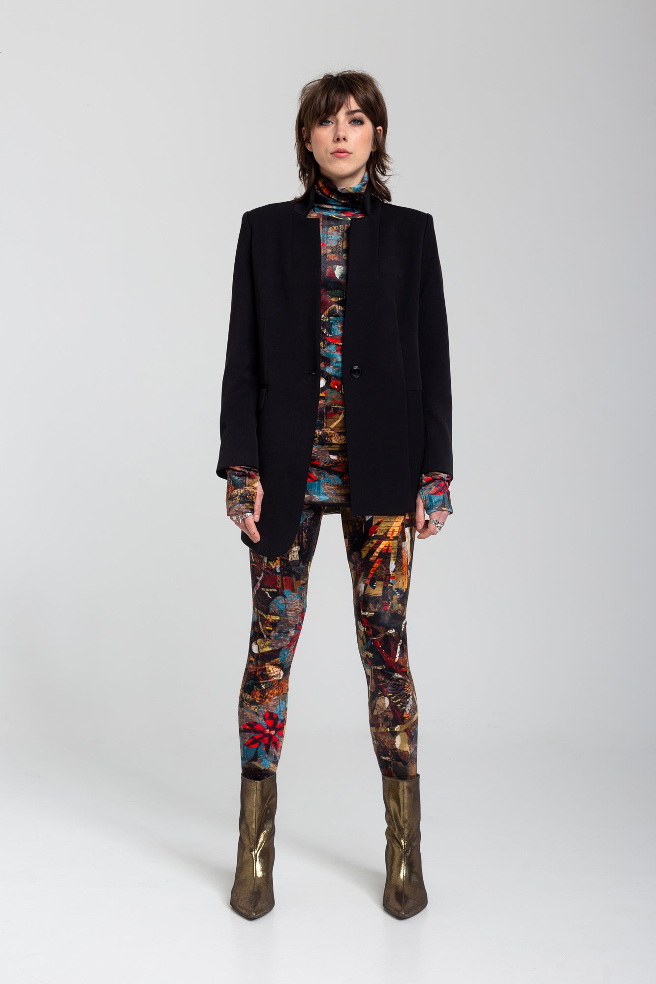 unique printed velvet leggings