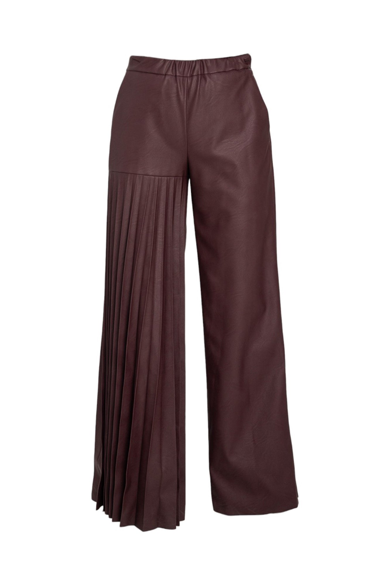 Burgundy leatherette pleated pants