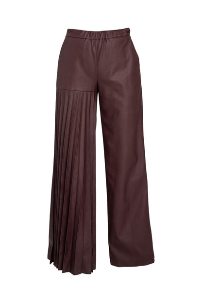 Burgundy leatherette pleated pants