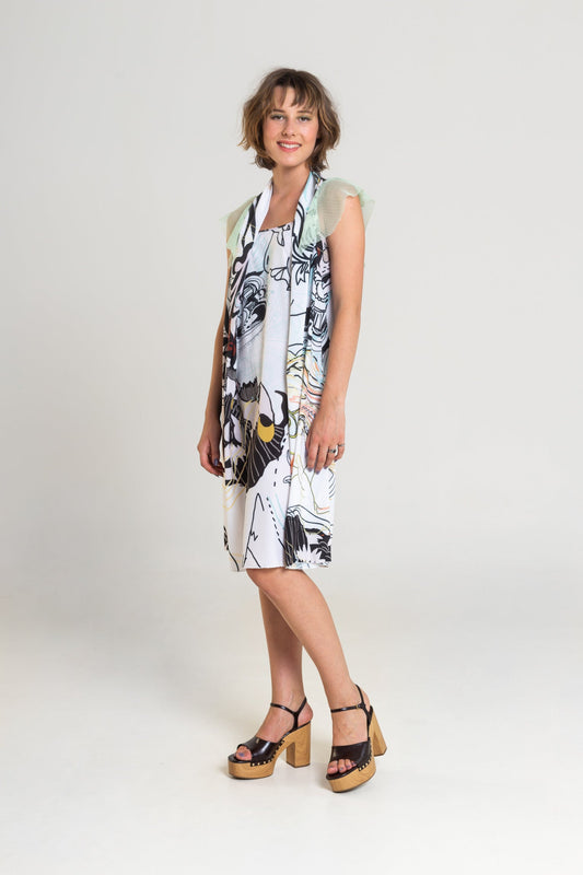 midi cut printed dress artista budapest