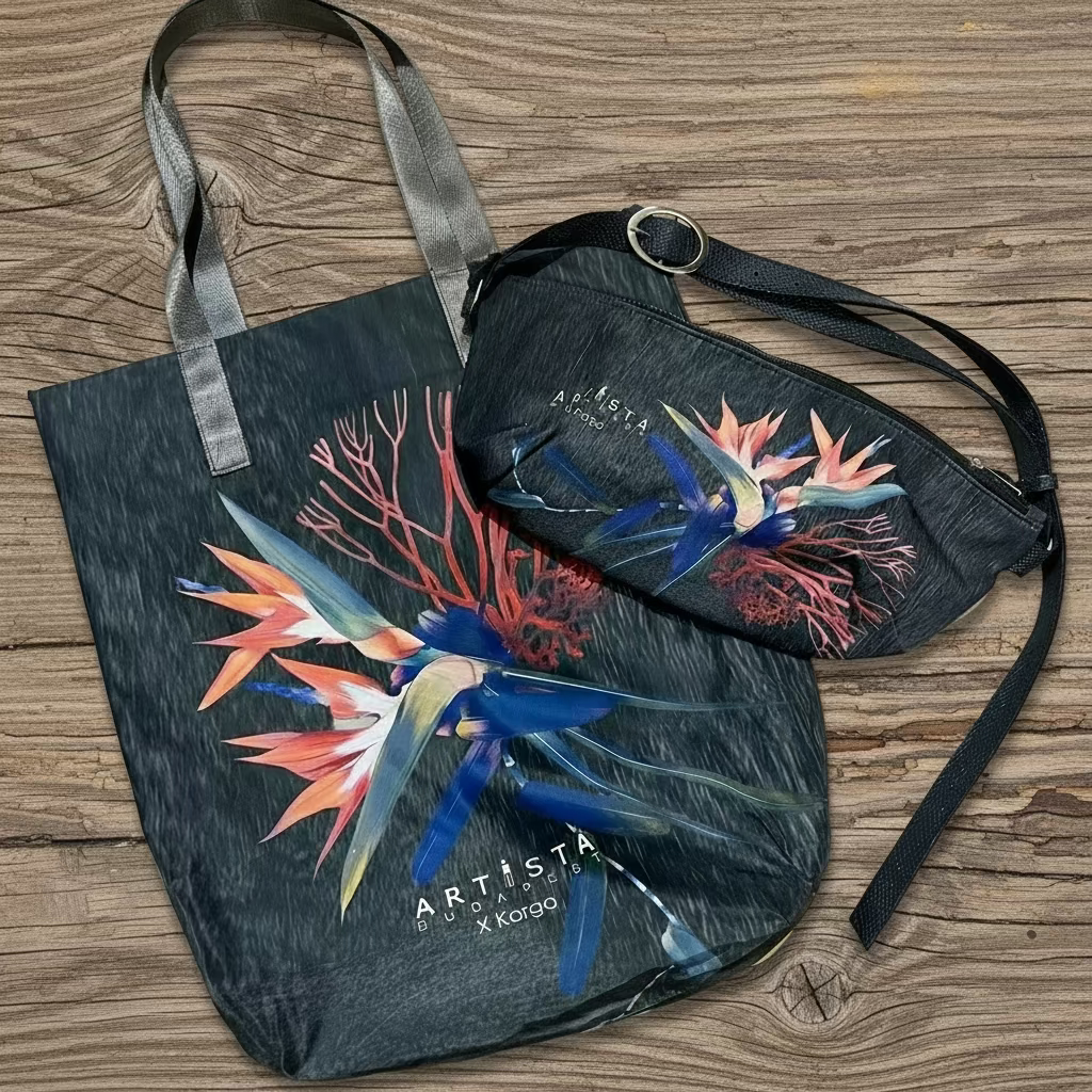 unique printed tote bag with matching bum bag