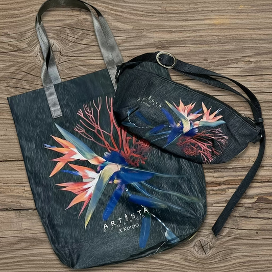 unique printed tote bag with matching bum bag