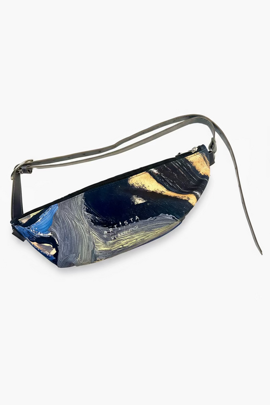 printed bum bag with adjustable leather strap Artista Budapest