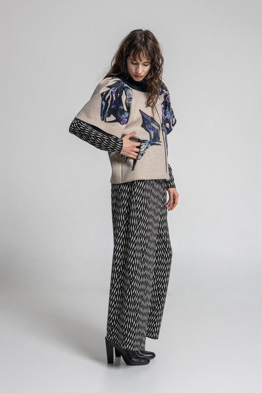Blue Crystal Zipped Short Sleeve Jacket