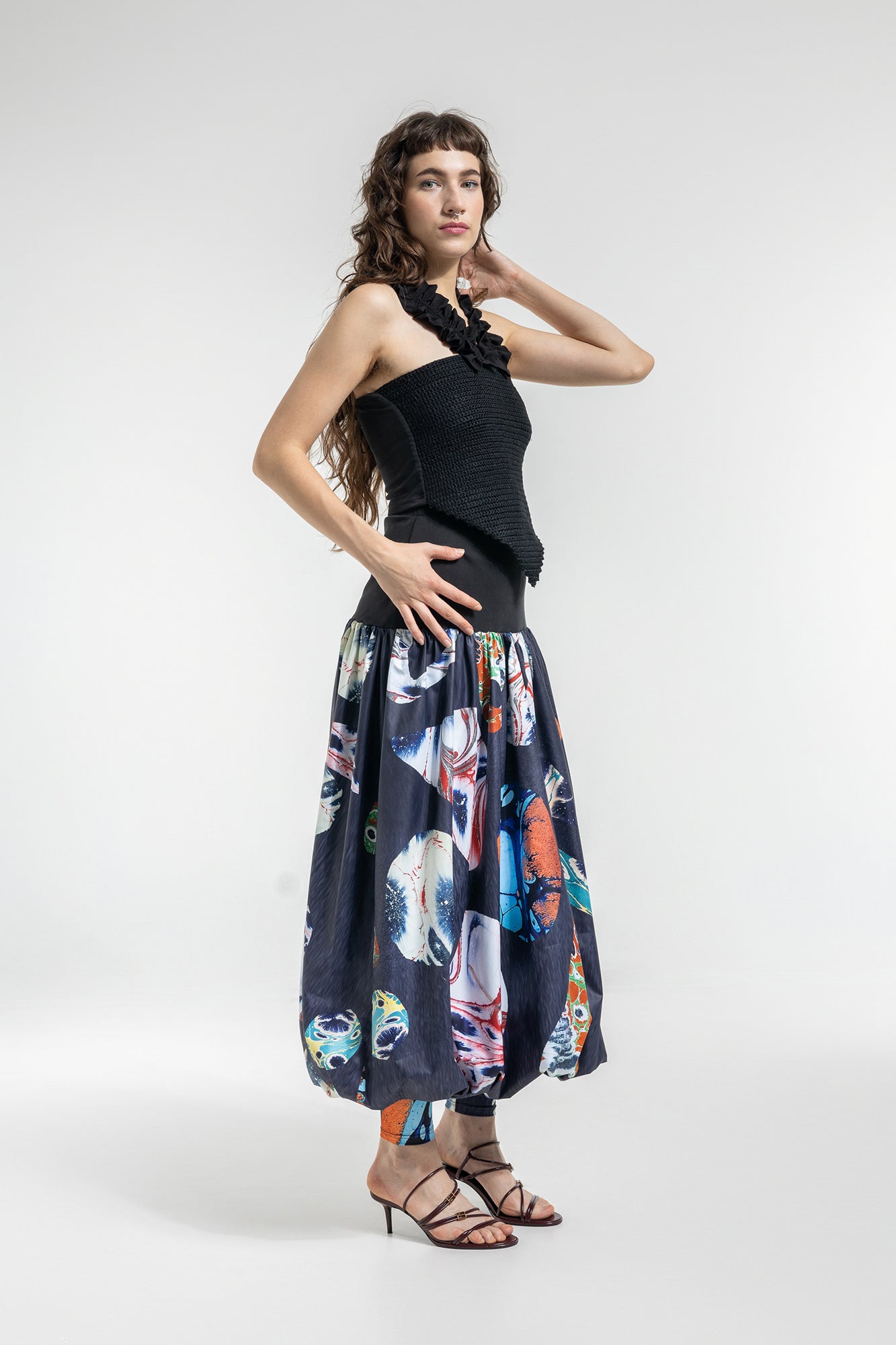 high rise printed elastic leggings