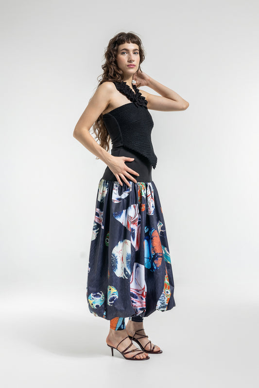 high rise printed elastic leggings