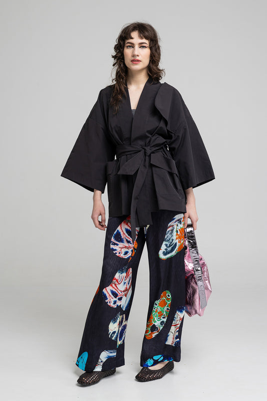 unique printed wide leg pants relaxed tailoring