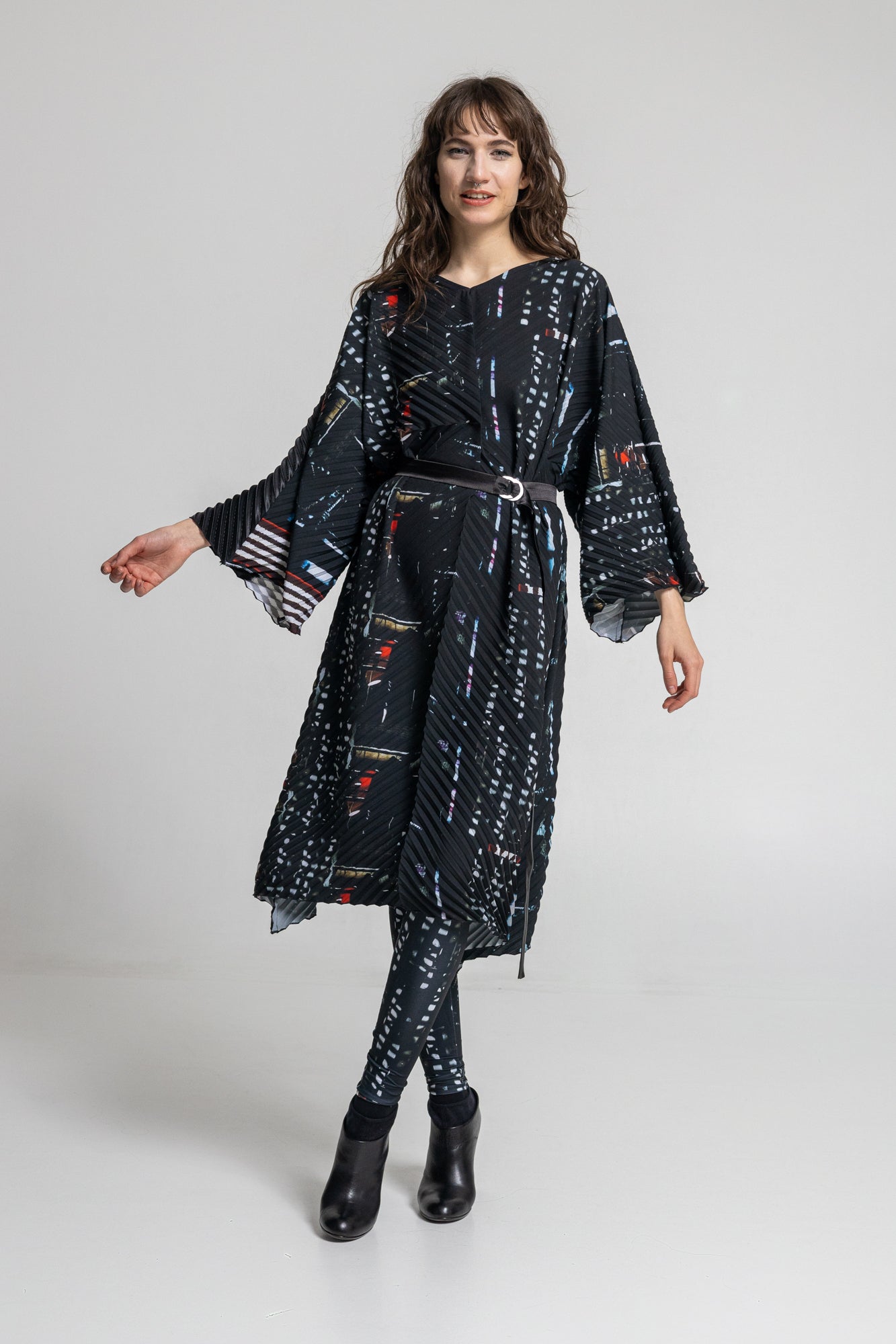 pleated oversized midi dress 