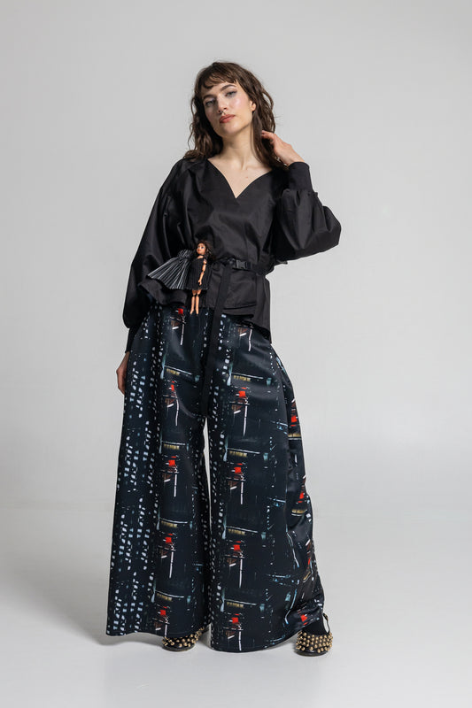 Bright Satin Palazzo Pants