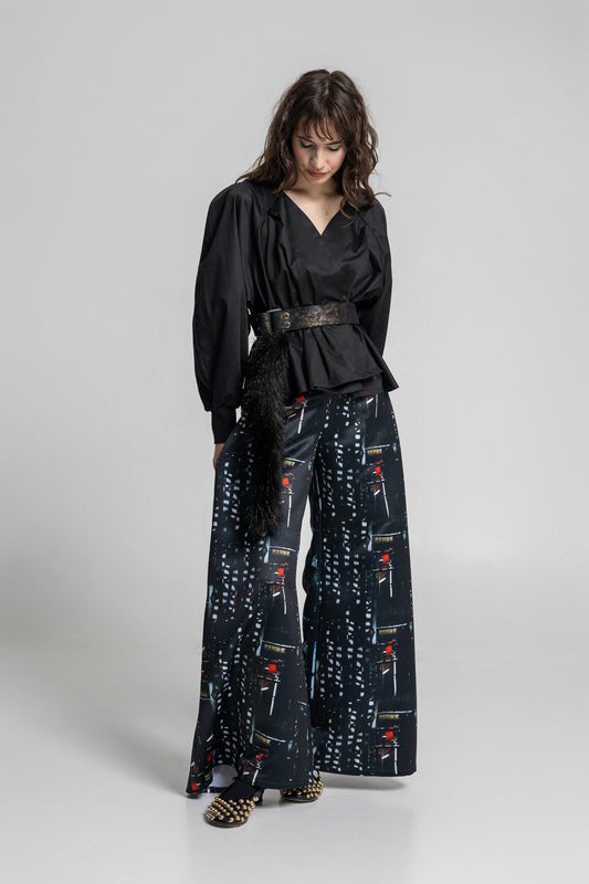 Bright Satin Palazzo Pants