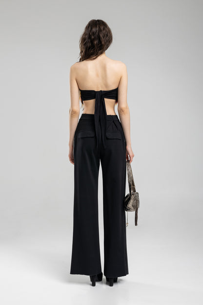 faux fur top with tie ending on back