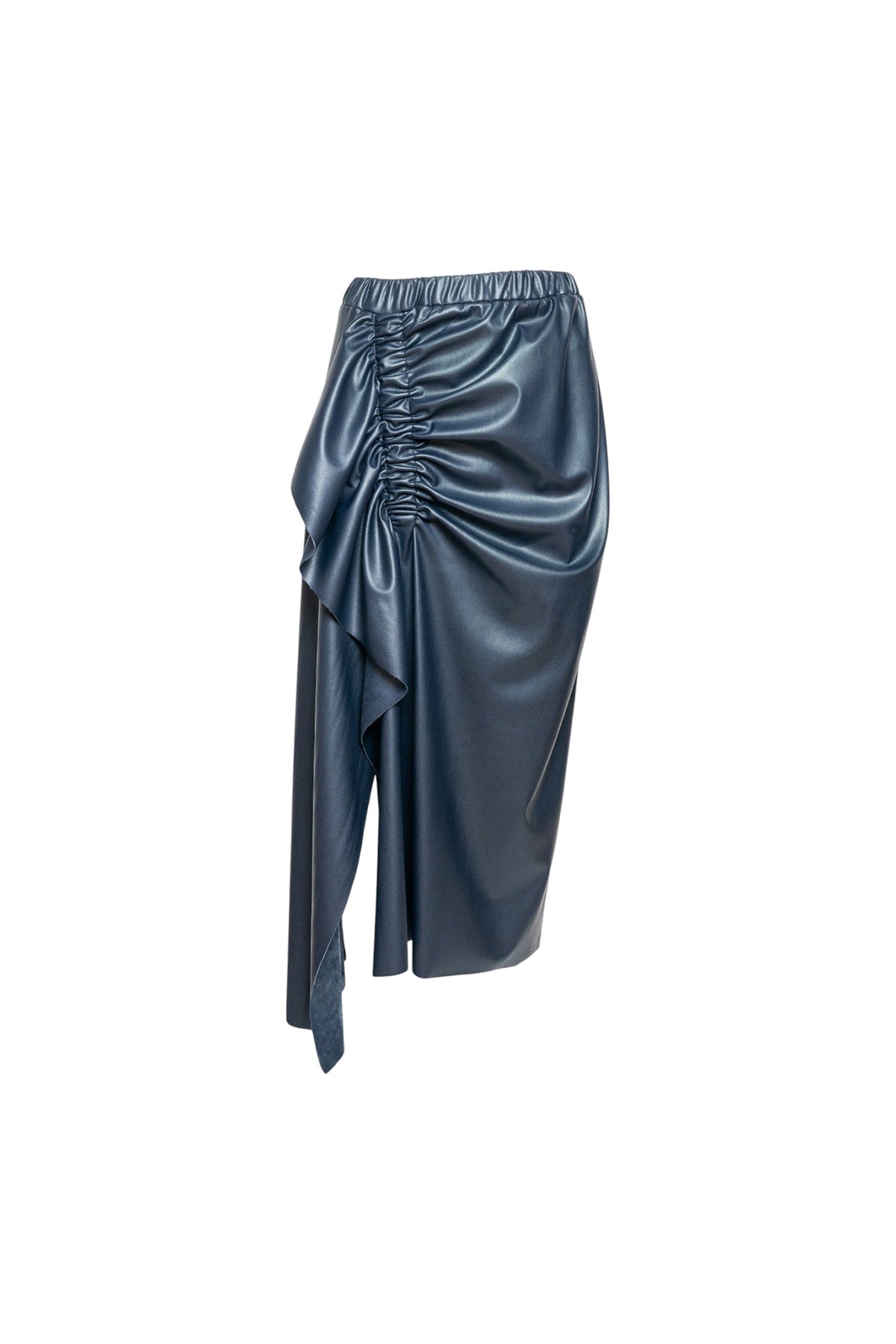 Celeste Blue Gathered Midi Skirt Artista Budapest