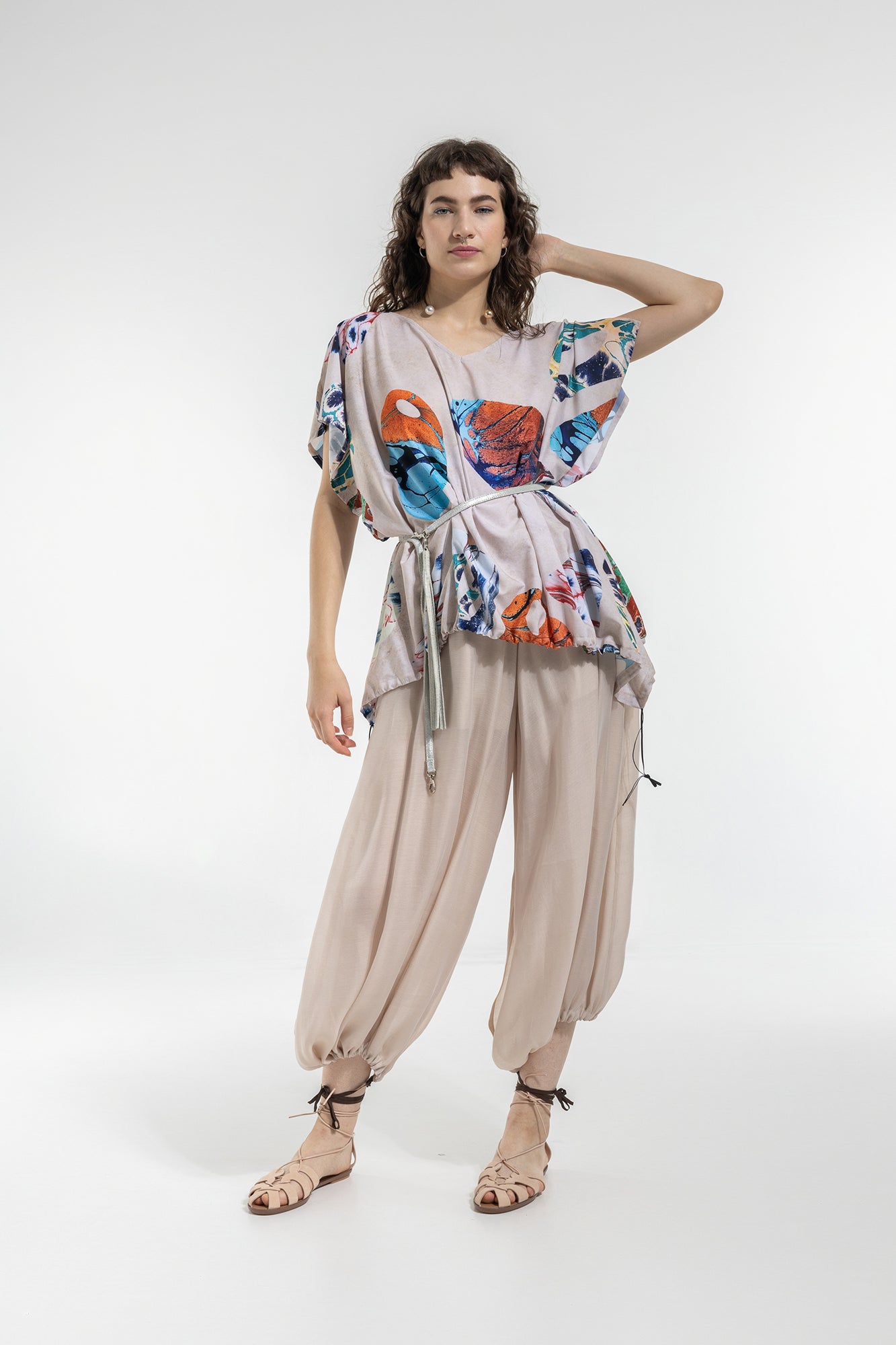 oversized bubble top with drawstring on waist