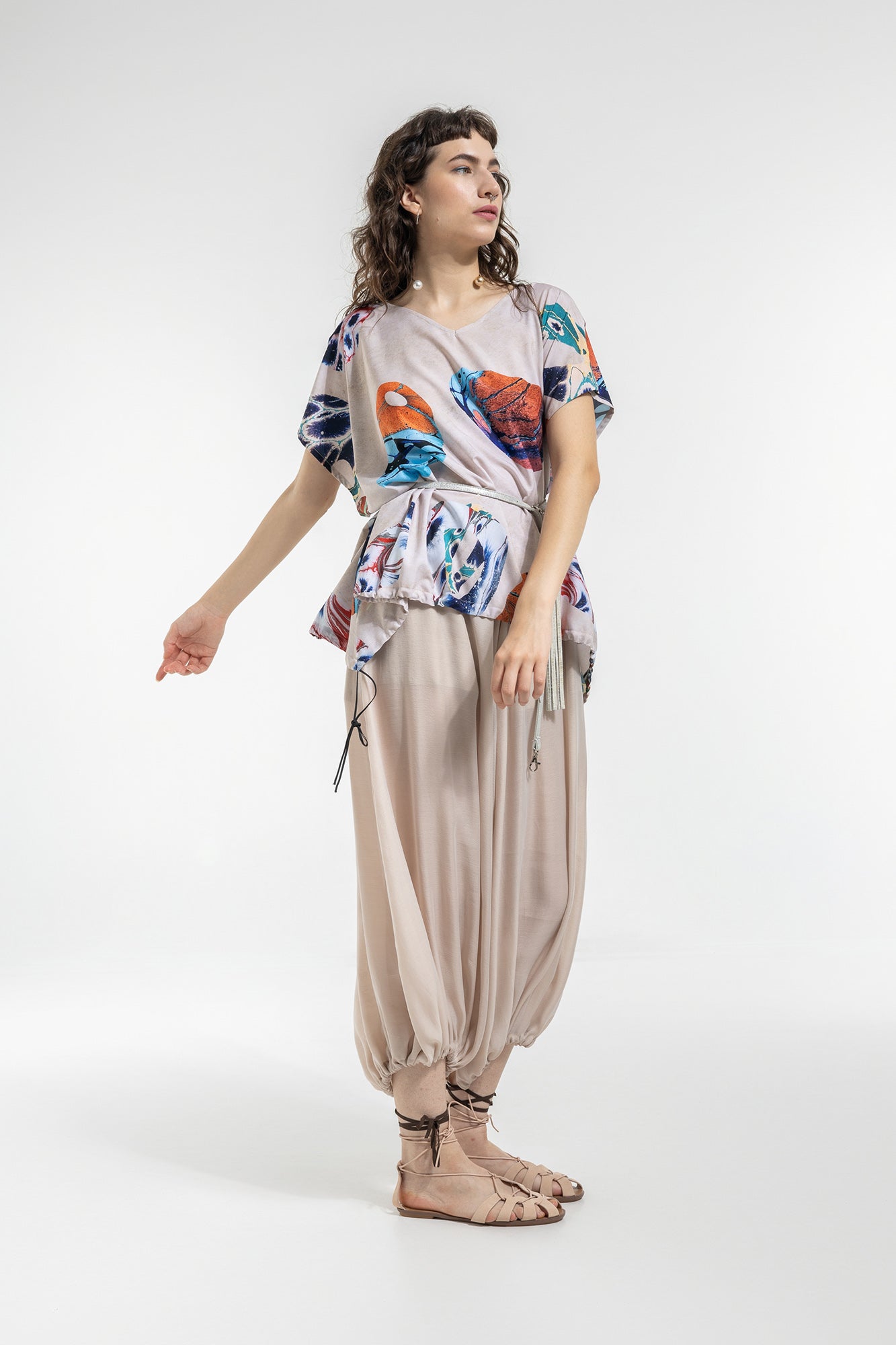 softly curved neck oversized bubble top