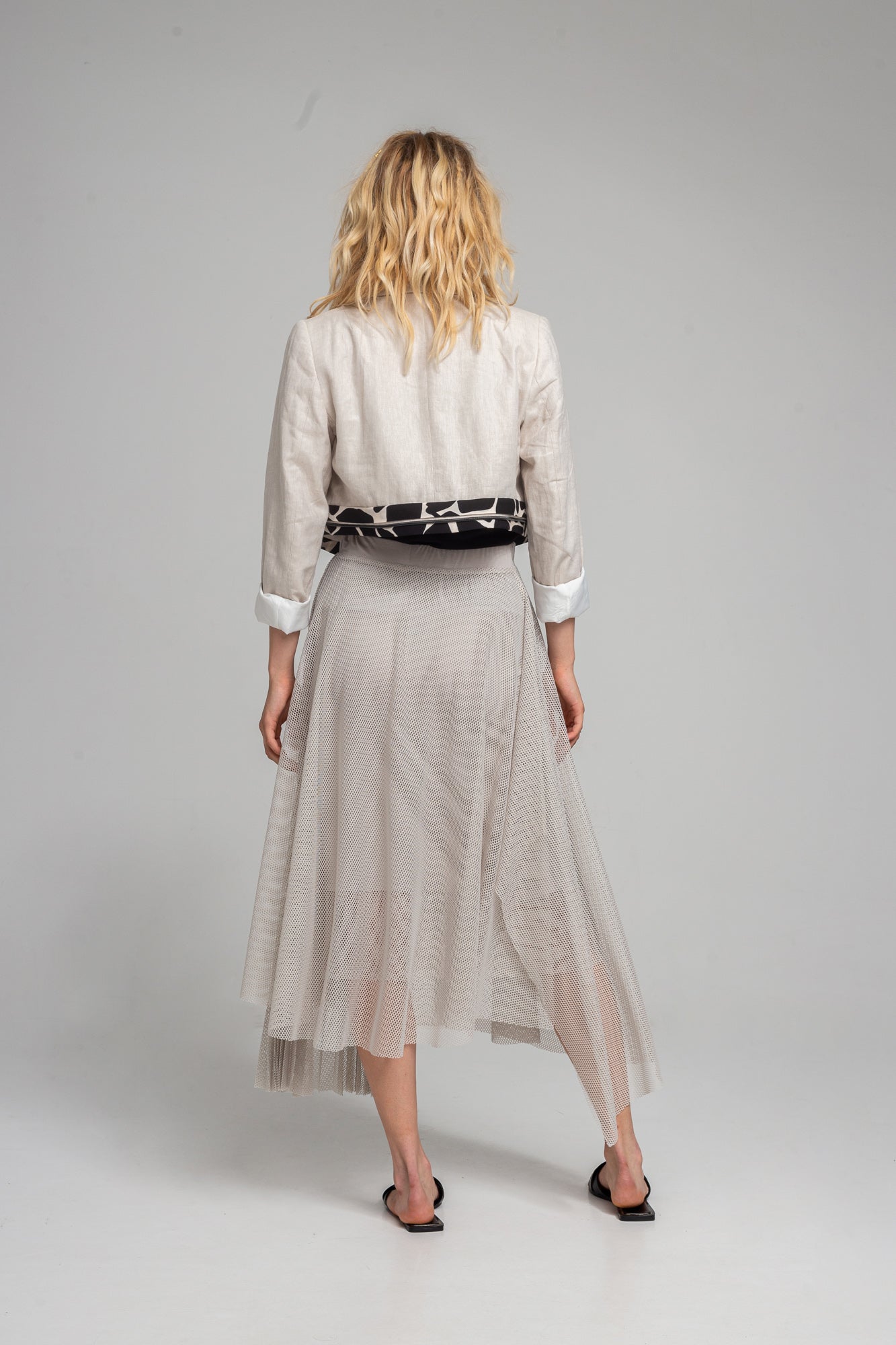 DAWN IVORY mesh pleated skirt