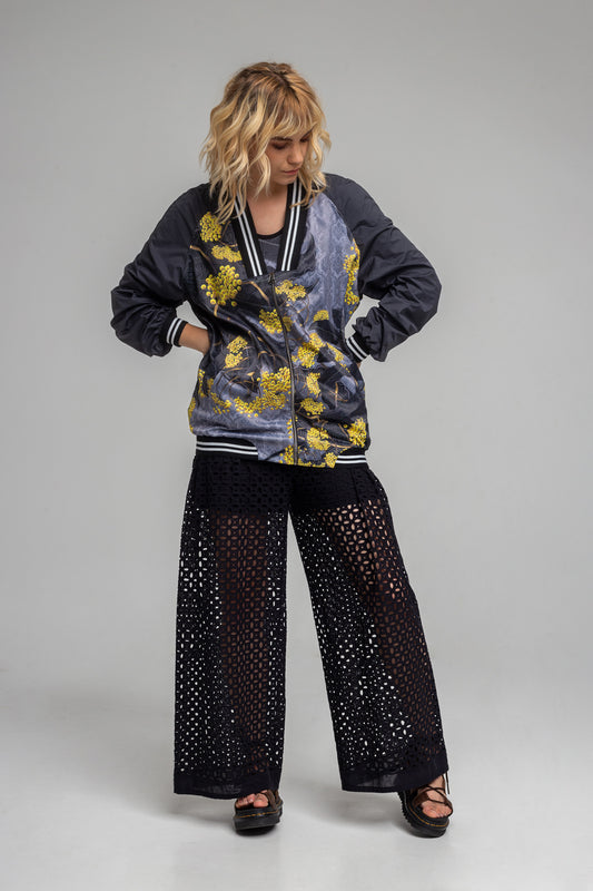 Zipped V-neck unique printed bomber jacket artista budapest