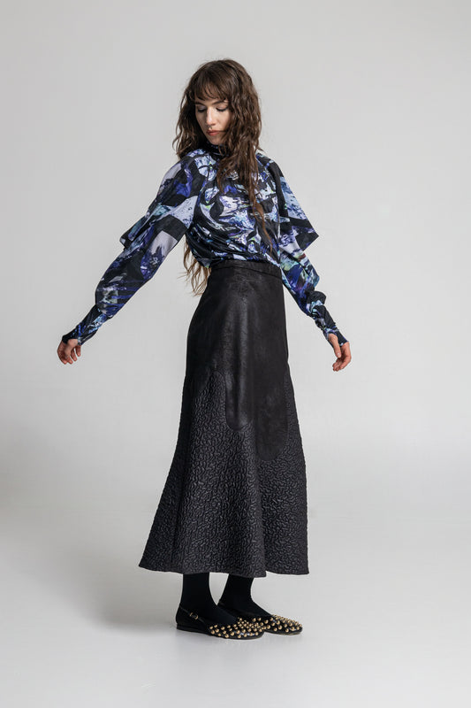 Dark Crystal Printed Drape Top