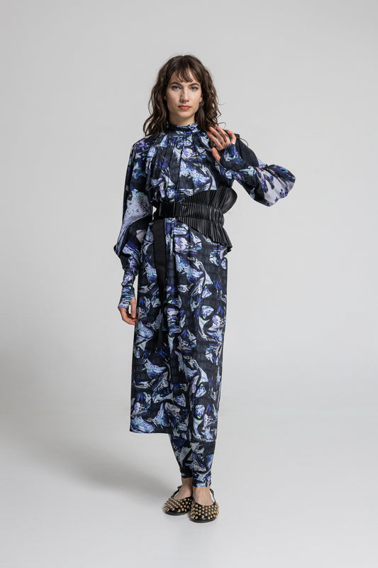 turtleneck midi dress with long thumbhole cuff sleeves