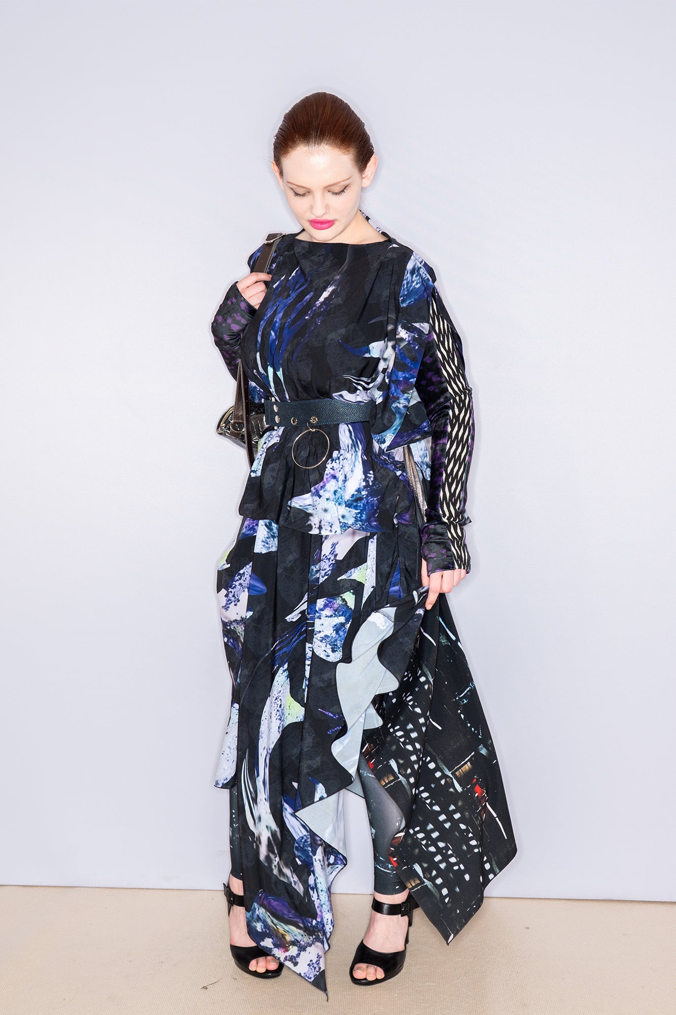 abstract printed maxi cut dress
