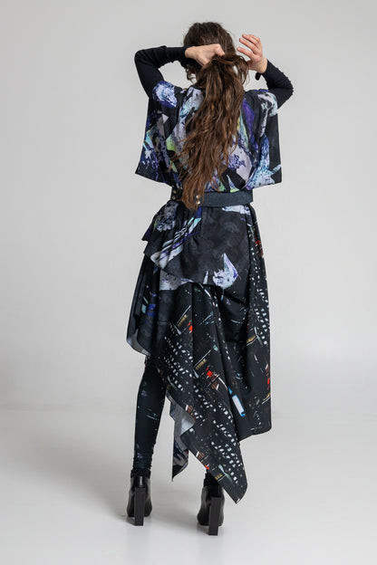 japanese style short sleeves asymmetric maxi dress