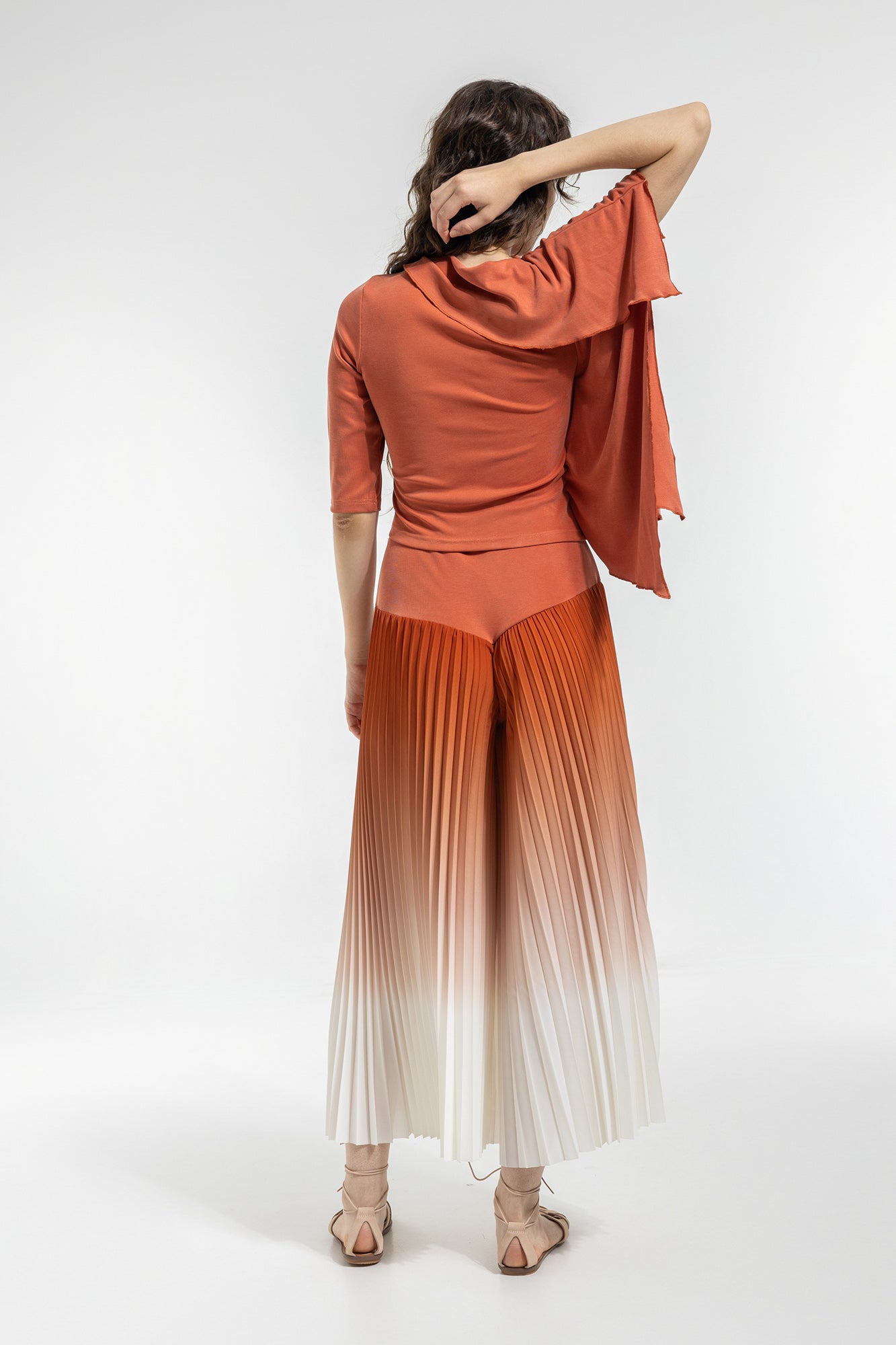 terracotta coloured trans-seasonal top