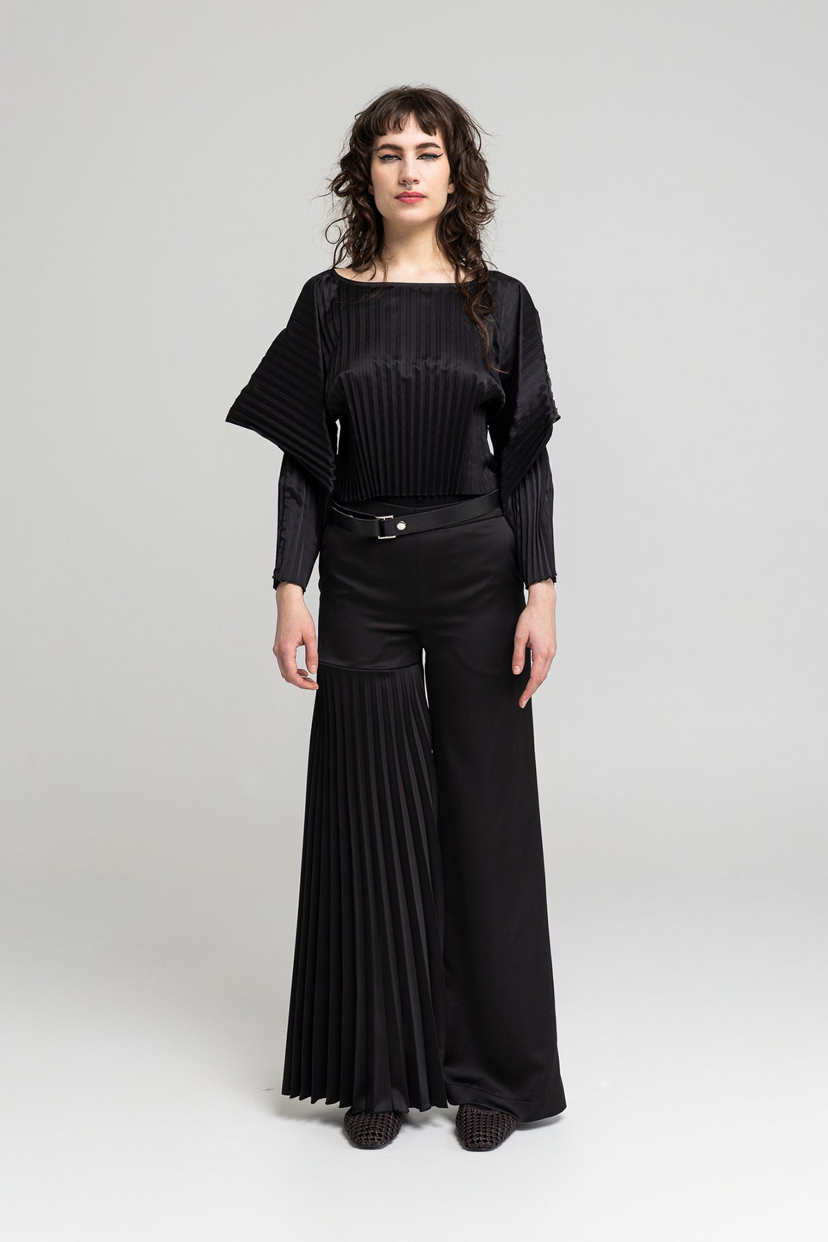 satin fabric pleated blouse artista budapest