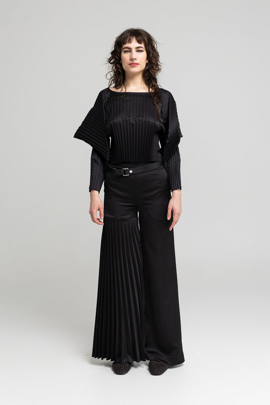 satin fabric pleated blouse artista budapest