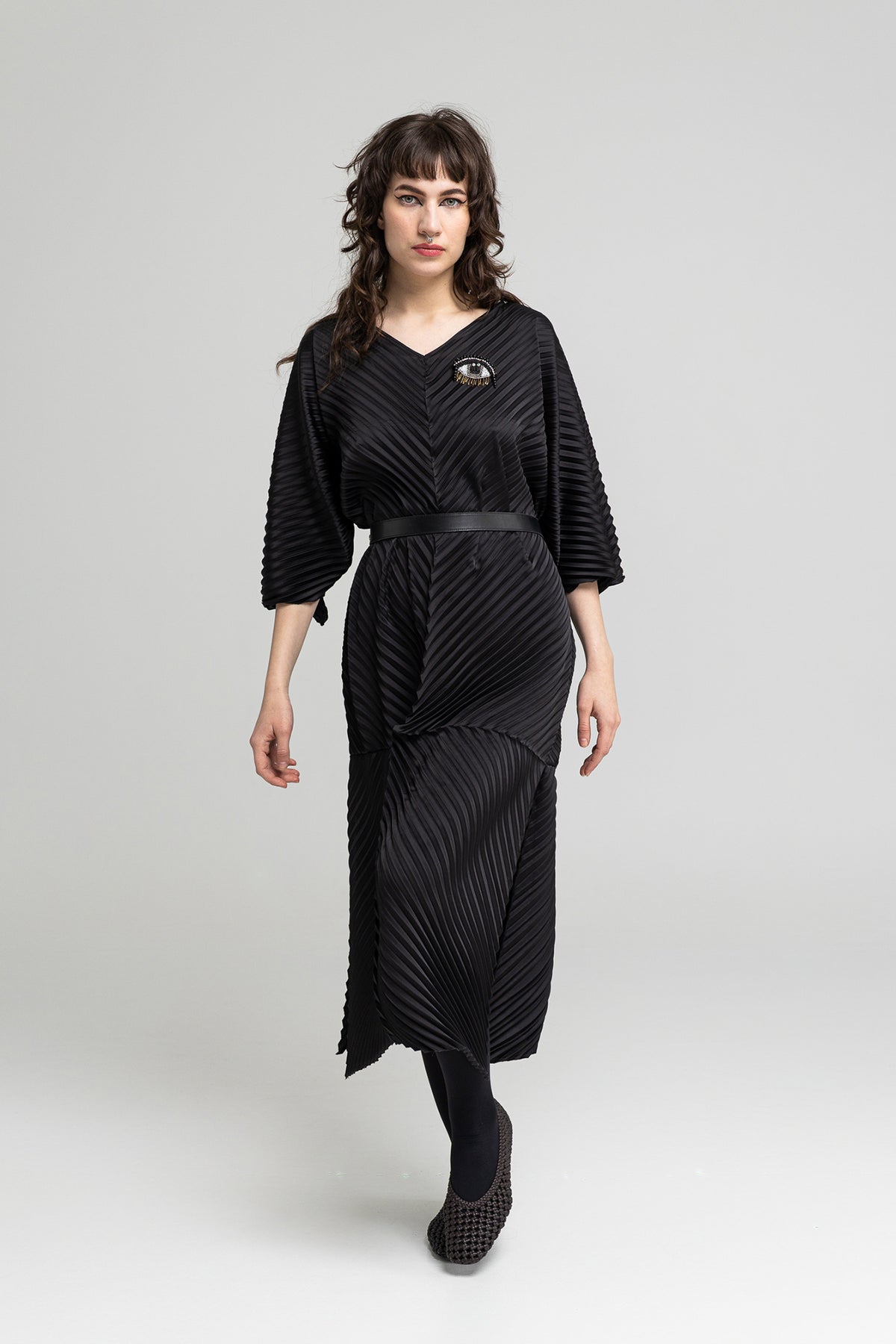satin fully pleated maxi dress artista budapest