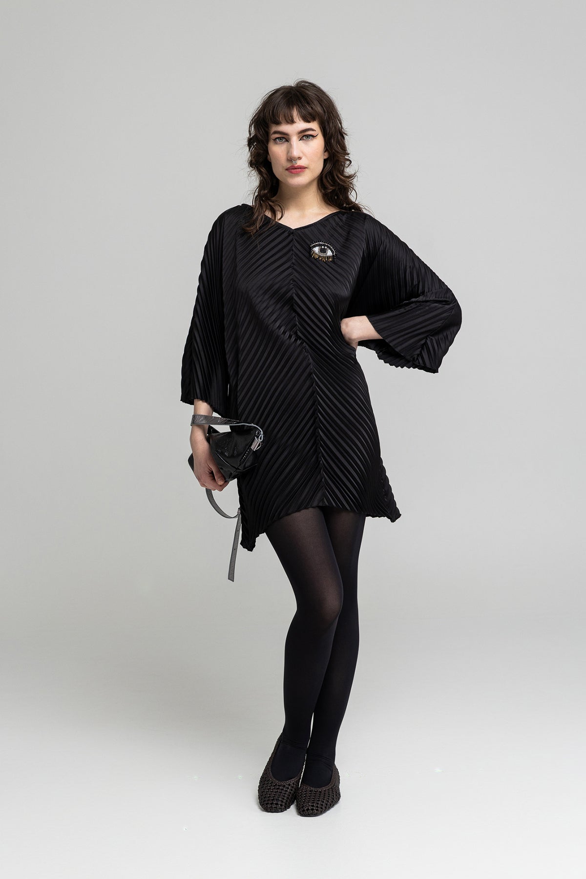 satin fully pleated mini dress artista budapest