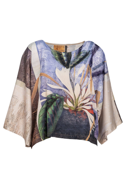 Loose Fit blouse with digital ikebana print