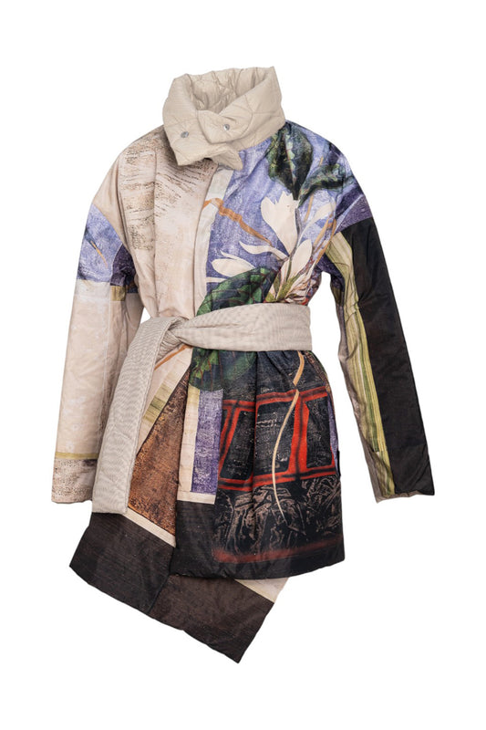 Reversible jacket with unique artful print