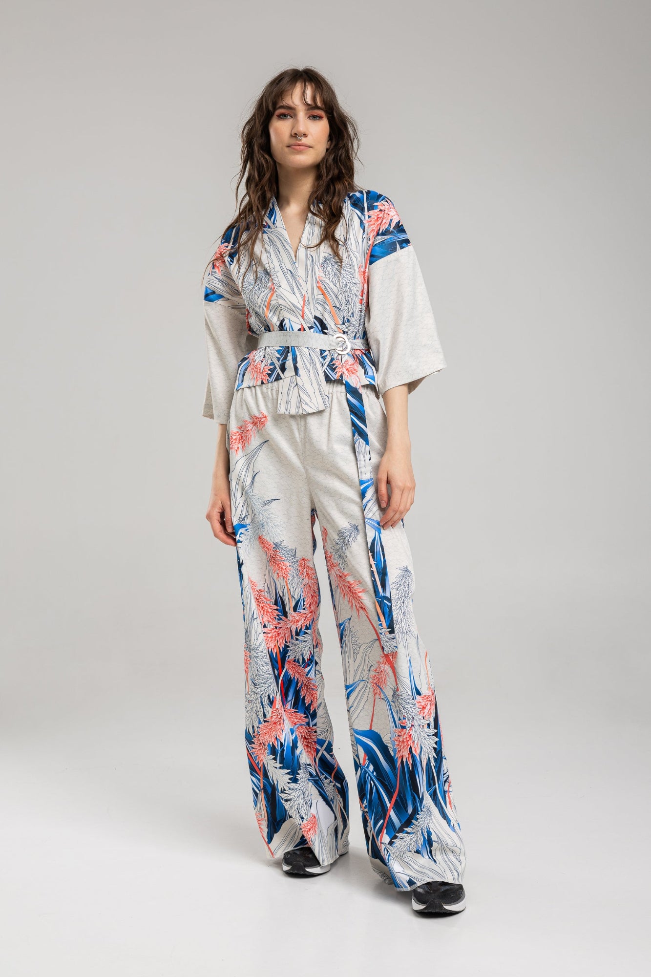 cropped kimono from soft satin blend artista budapest