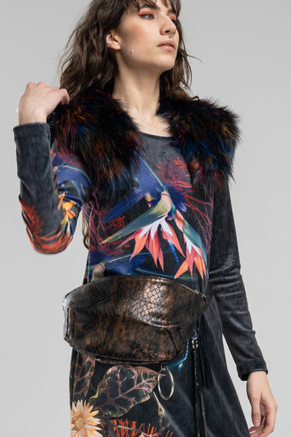 faux fur collar multicoloured