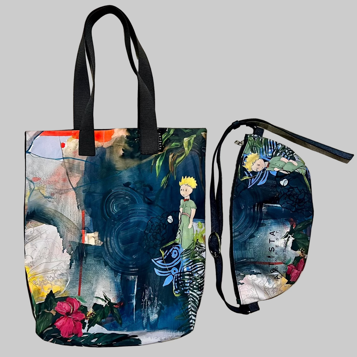 Tote Bag and matching bum bag made of unique prints 